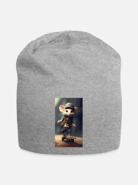 Skatermaus - Jersey-Beanie - Grau meliert