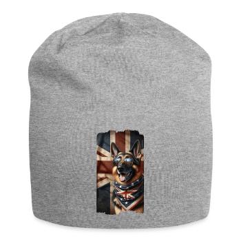 Berger allemand avec drapeau de la Grande-Bretagne - Bonnet en jersey - gris chiné - Devant