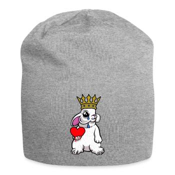 Hase König Herz Fantasy Kaninchen Fantasy Nager - Jersey-Beanie - Grau meliert - Vorne