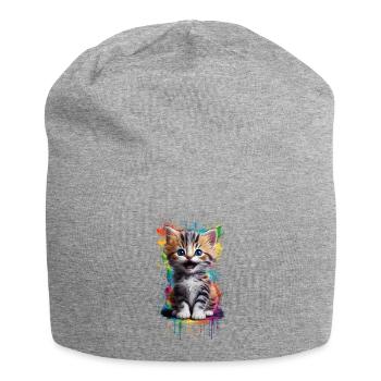 Graffiti de chat - Bonnet en jersey - gris chiné - Devant