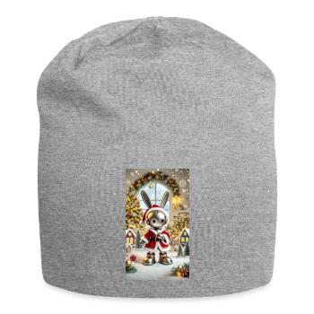 Weihnachtshase - Jersey-Beanie - Grau meliert - Vorne