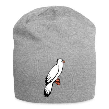 Bird Sitting Cute Cage Branch Pet Dear Parrot - Jersey Beanie - heather grey - Front