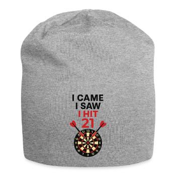 Darts Humor Score 20, I Came I Saw I Hit 21 - Jersey-Beanie - Grau meliert - Vorne