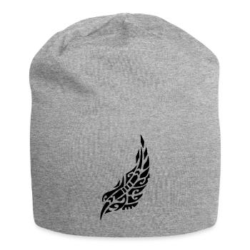 Plume noire de l'oiseau - Bonnet en jersey - gris chiné - Devant
