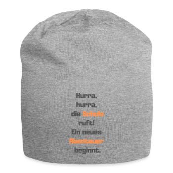 Hurray, hurray, school is calling! A new adventure - Jersey Beanie - heather grey - Front