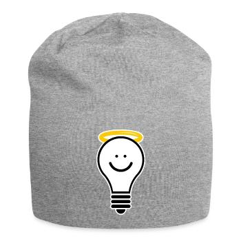 Ampoule avec auréole – moti lumineux créatif - Bonnet en jersey - gris chiné - Devant