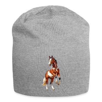 Pferd - Jersey-Beanie - Grau meliert - Vorne