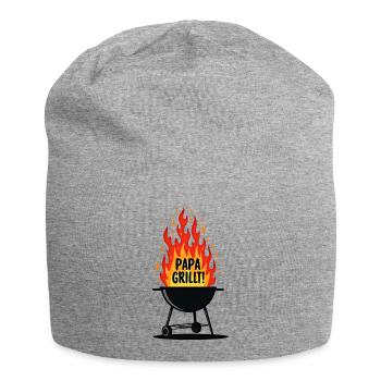 Grillen Grillsaison Papa Am Grill Papa Grillt - Jersey-Beanie - Grau meliert - Vorne
