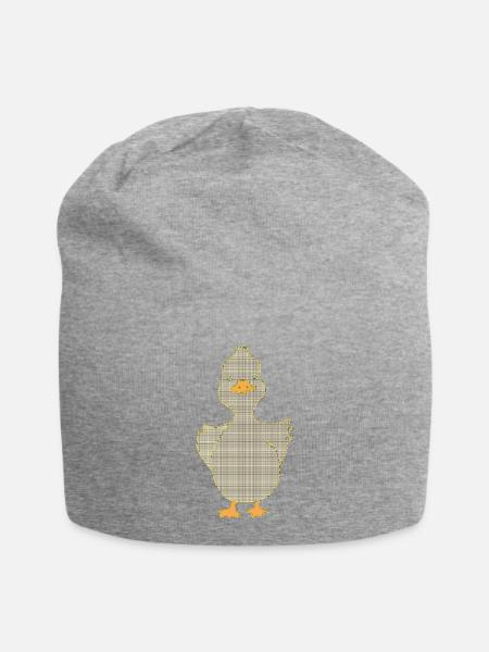 Karo-Ente mit gelbem Schnabel - Jersey-Beanie - Grau meliert