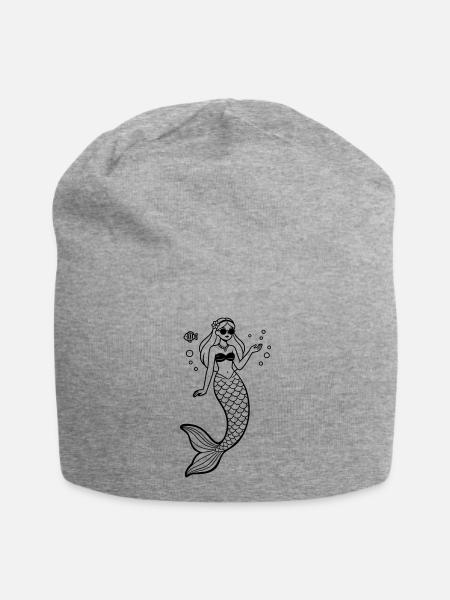 Meerjungfrau - Jersey-Beanie - Grau meliert