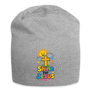 Shine for Jesus bunte Kreuzbotschaft - Jersey-Beanie - Grau meliert - Vorne