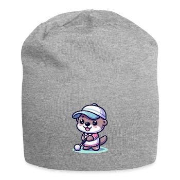Lustiger Otter Golfspieler auf dem Golfplatz - Jersey-Beanie - Grau meliert - Vorne