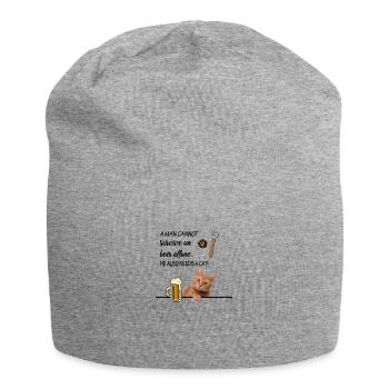 Mann kann nicht von Bier alleine Leben Katze - Jersey-Beanie - Grau meliert - Vorne