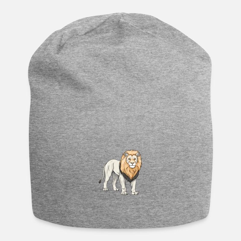 Löwe Tier - Jersey-Beanie - Grau meliert