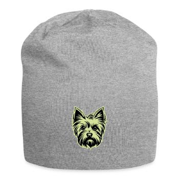 Yorkshire Terrier Dog Head - Jersey Beanie - heather grey - Front