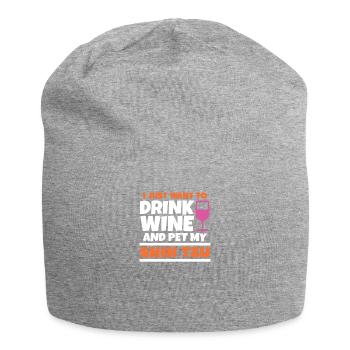 Je veux juste caresser le vin et mon Shih Tzu - Bonnet en jersey - gris chiné - Devant