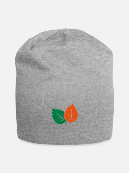blätter - Jersey-Beanie - Grau meliert
