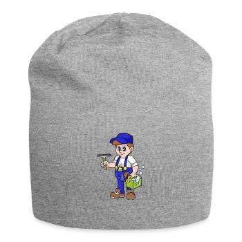 Retro Vintage Grunge Style Fensterputzer - Jersey-Beanie - Grau meliert - Vorne