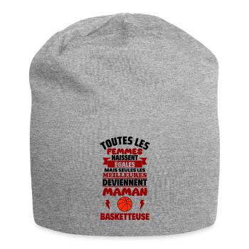 Cadeau Fête des Mères - Maman Basketteuse,basket - Bonnet en jersey - gris chiné - Devant