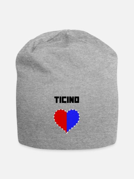 Ticino / Tessin mit Herz & Flagge schwarz - Jersey-Beanie - Grau meliert