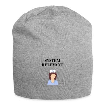 Krankenschwester Systemrelevant Geschenkidee - Jersey-Beanie - Grau meliert - Vorne