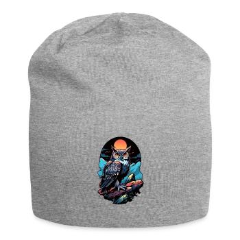 Great owl eagle owl by moonlight - Jersey Beanie - heather grey - Front