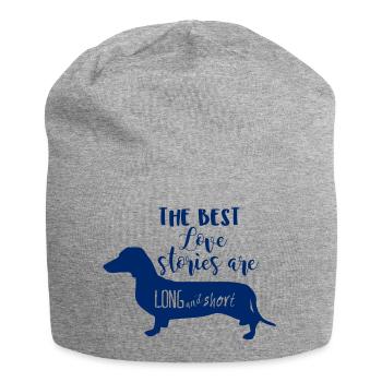 Dackel / Dachshund: The Best Love Stories Are Long - Jersey-Beanie - Grau meliert - Vorne