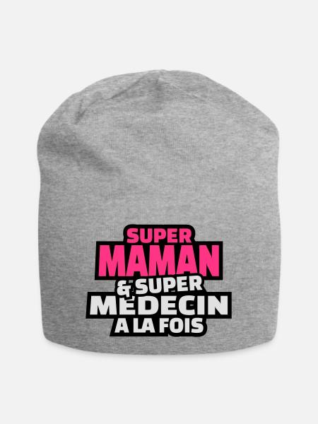 super maman et super médecin à la fois - Bonnet en jersey - gris chiné