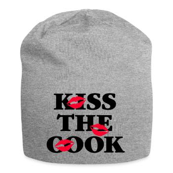 Kiss the Cook red lips kiss mouth chef hot - Jersey Beanie - heather grey - Front