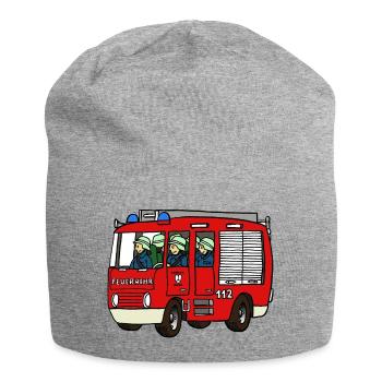 Camion de pompiers - Bonnet en jersey - gris chiné - Devant