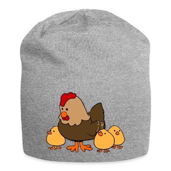 Chicken family - Jersey-Beanie - Grau meliert - Vorne