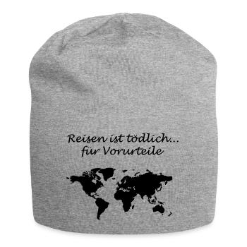 Reisen ist tödlich - Jersey-Beanie - Grau meliert - Vorne