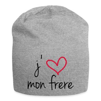 J'aime mon frère - Bonnet en jersey - gris chiné - Devant