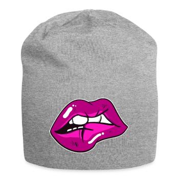 Lèvres - Bonnet en jersey - gris chiné - Devant
