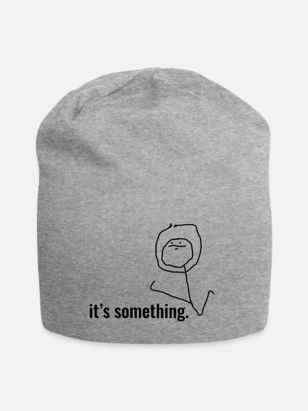 Its Something Motif - Jersey Beanie - heather grey