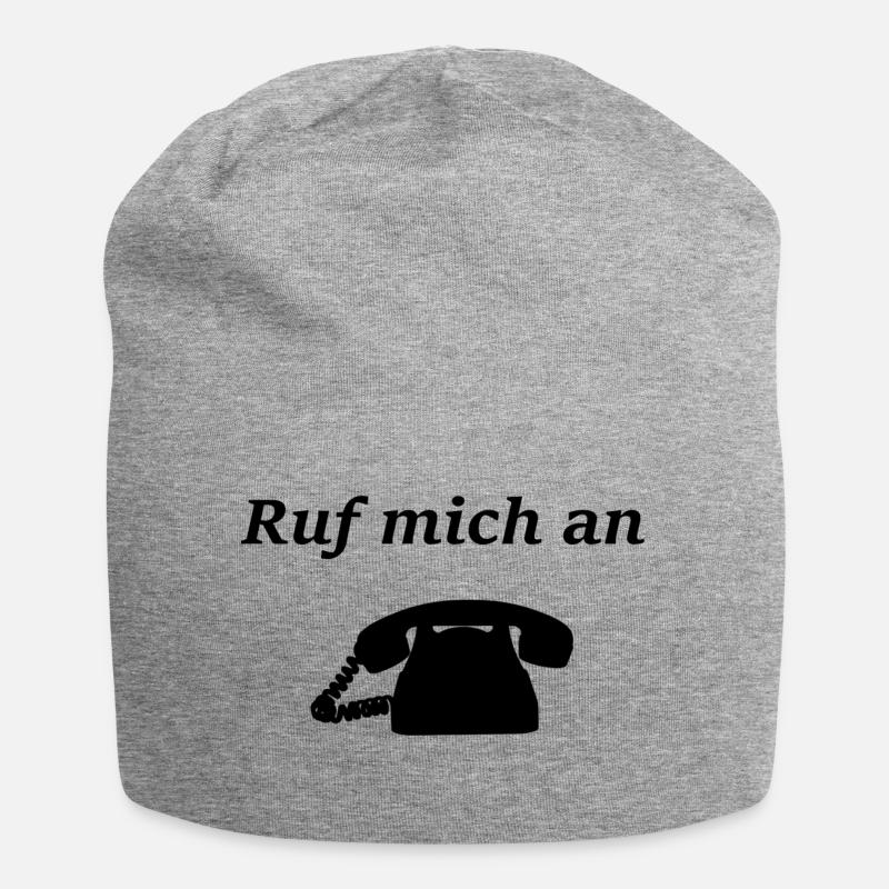 Ruf mich an - Jersey-Beanie - Grau meliert