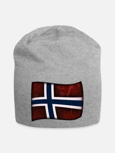 Norwegische Flagge - Jersey-Beanie - Grau meliert
