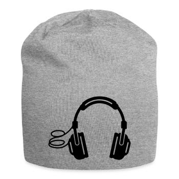 Kopfhörer headphones - Jersey-Beanie - Grau meliert - Vorne
