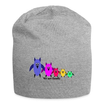 Eulenfamilie - Jersey-Beanie - Grau meliert - Vorne