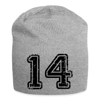 14 - Nummer - Jersey-Beanie - Grau meliert - Vorne