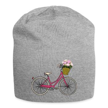 Bicycle with hydrangeas - Jersey Beanie - heather grey - Front