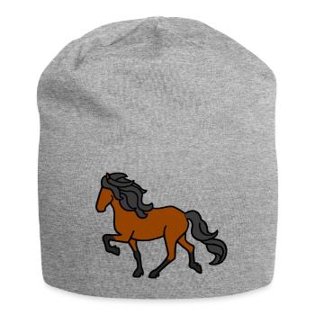 Icelandic horse, browner, lighter - Jersey Beanie - heather grey - Front