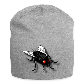 witzige Fliege - Jersey-Beanie - Grau meliert - Vorne