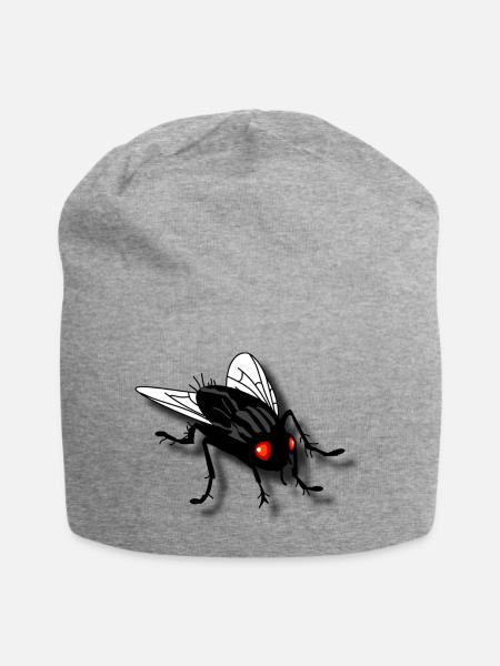 witzige Fliege - Jersey-Beanie - Grau meliert