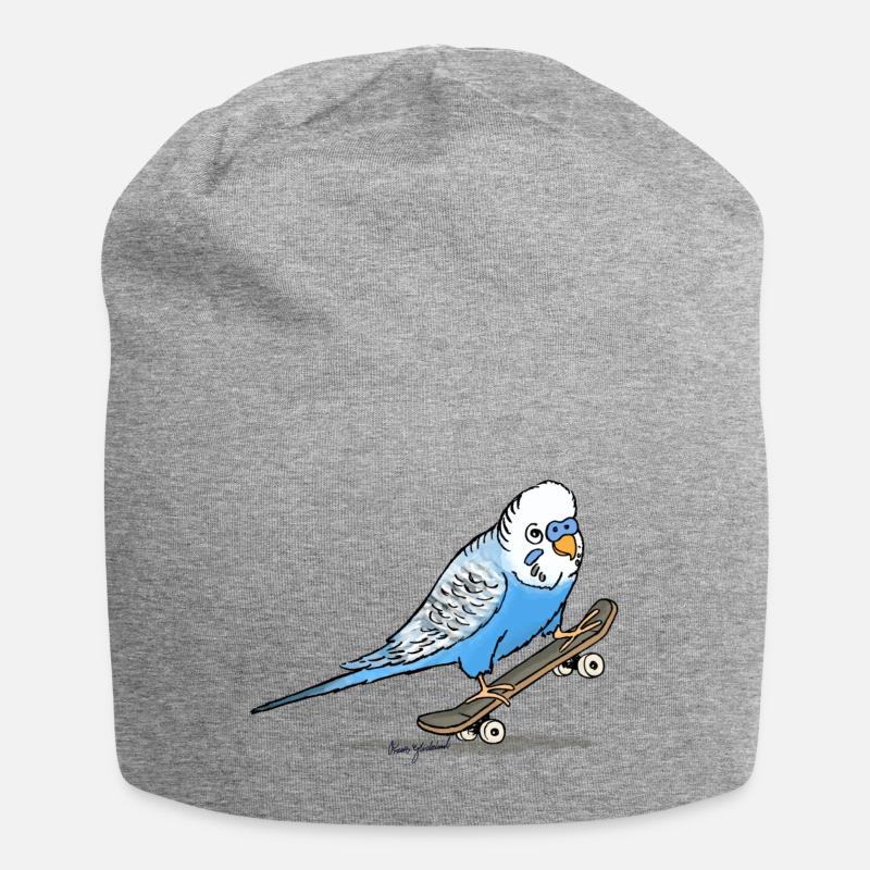 Blauer Wellensittich auf Fingerboard - Jersey-Beanie - Grau meliert