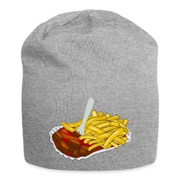 Currywurst avec frites - Bonnet en jersey - gris chiné - Devant