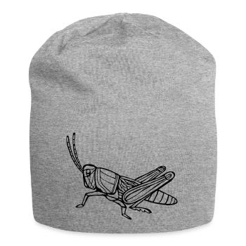 Grasshopper Acrididae Insect Black - Jersey Beanie - heather grey - Front