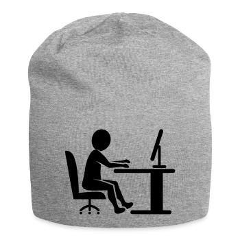 Icon Schreibtischarbeit / schwarz-weiß - Jersey-Beanie - Grau meliert - Vorne