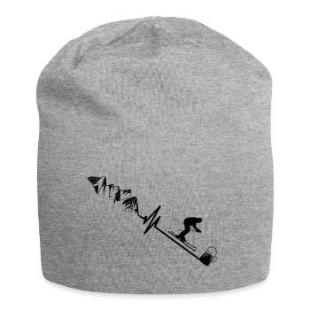 Skifahrer Bier Herzschlag Puls Berg EKG - Jersey-Beanie - Grau meliert - Vorne