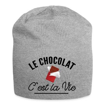 Le chocolat c'est la vie - t-shirt humour chocolat - Bonnet en jersey - gris chiné - Devant